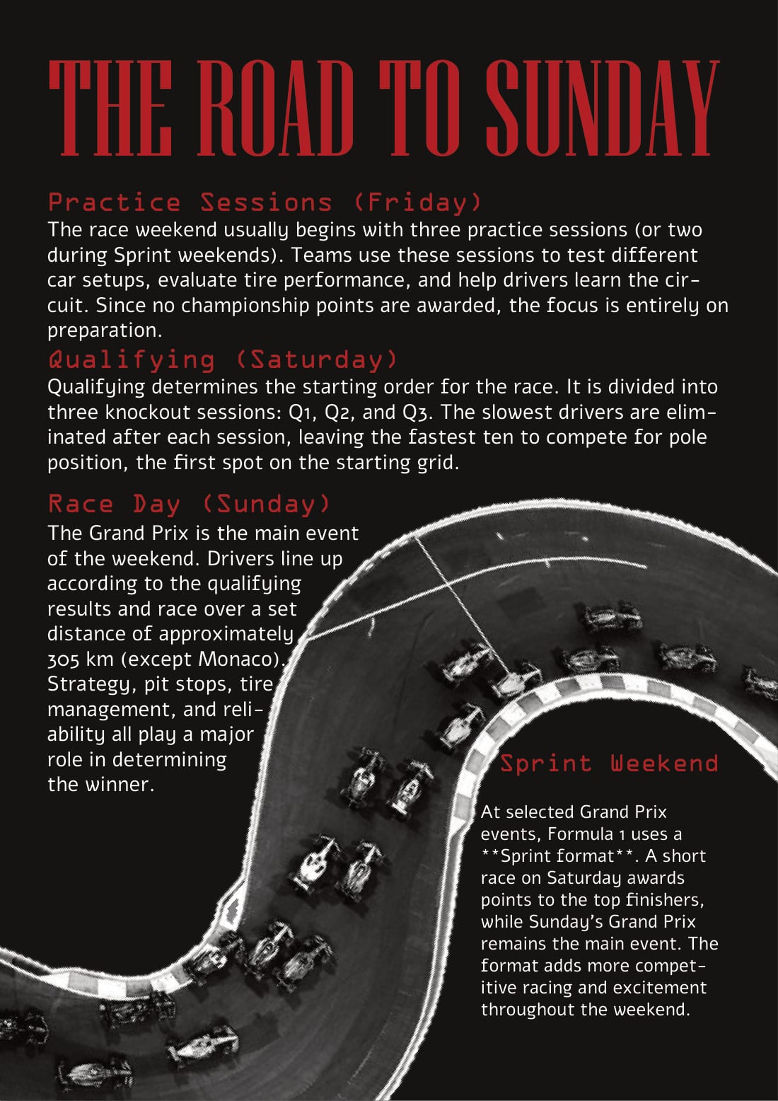 Pole Position magazine, the road to sunday page