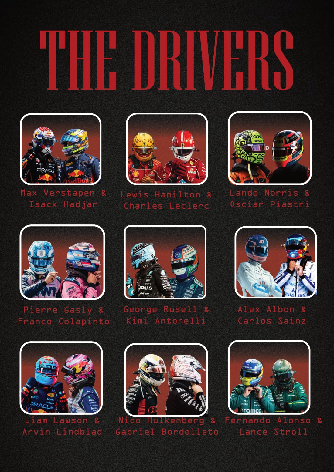 Pole Position magazine, the drivers page